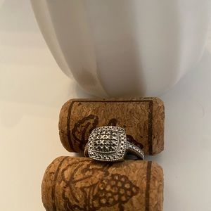 Silver tone black ring size 8